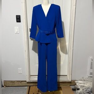 Korean Style Chic Royal Blue Women's Pantsuit